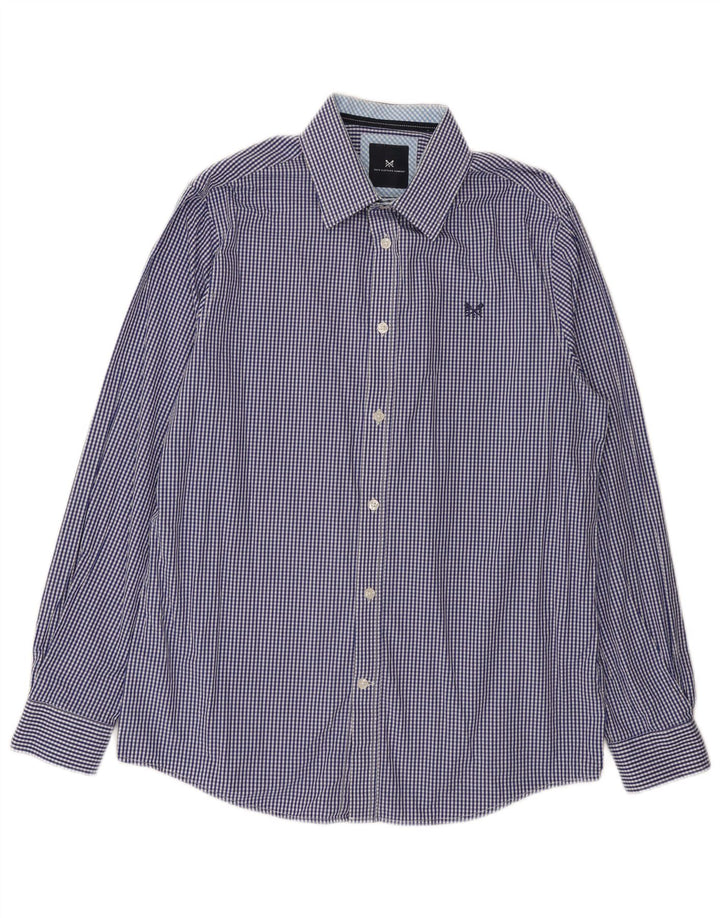 Crew Clothing Camicia da uomo dalla vestibilità classica, in cotone a quadretti blu navy medio