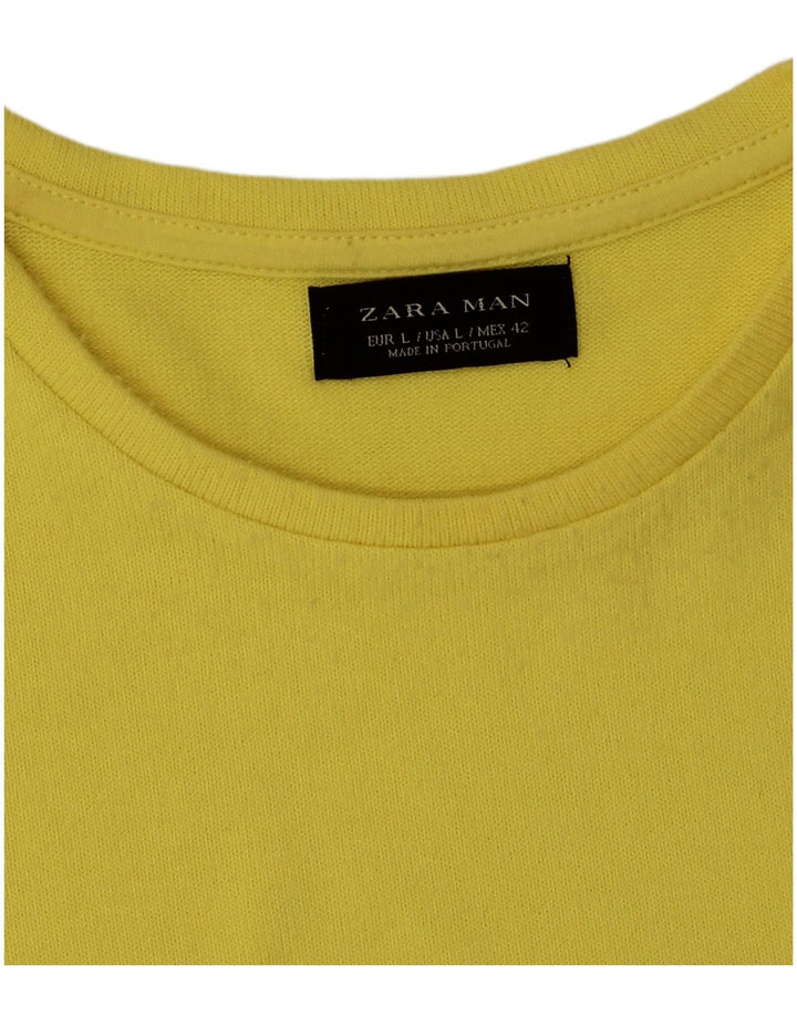 T-shirt da uomo Zara Top Large in poliestere giallo
