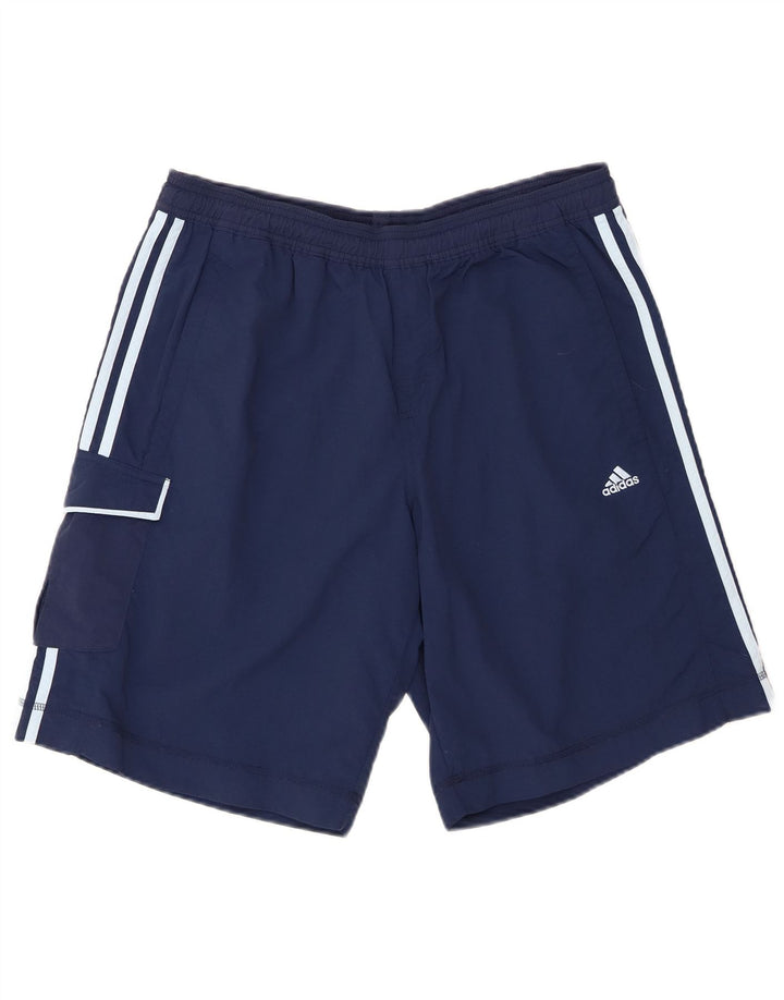 Pantaloncini sportivi Adidas da uomo cargo di grandi dimensioni in nylon blu navy