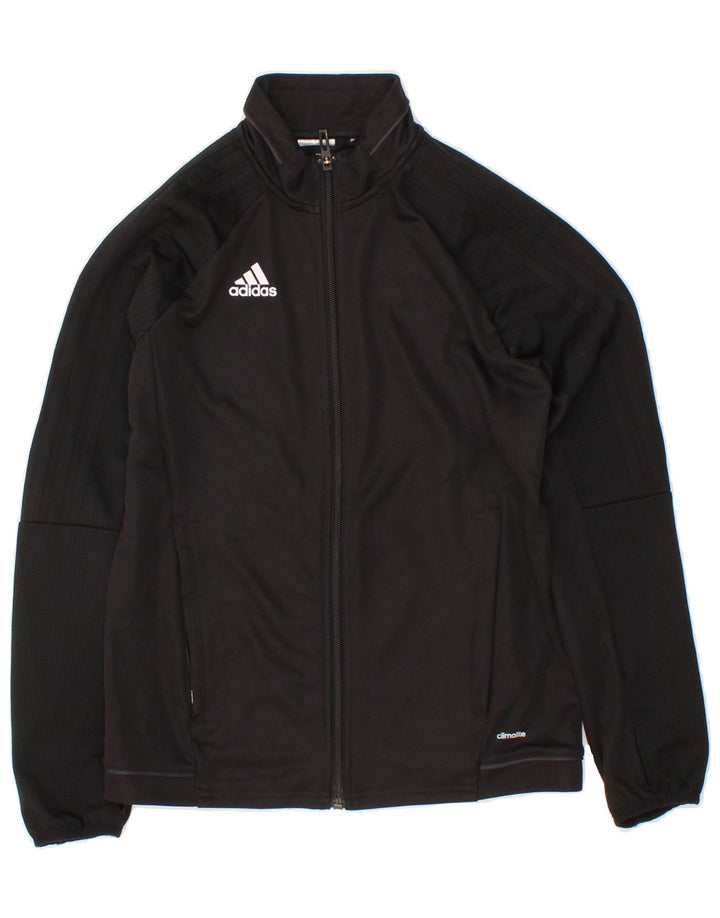 ADIDAS Boys Climalite Tracksuit Top Jacket 11-12 Years Black Polyester Vintage Adidas and Second-Hand Adidas from Messina Hembry 