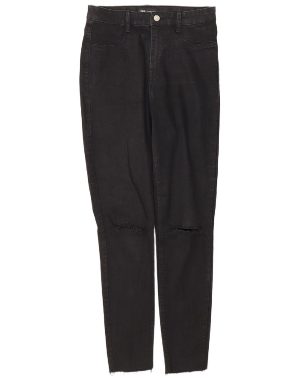 Jeans skinny effetto consumato a vita alta da donna Zara EU 40 medio W30 L28 nero