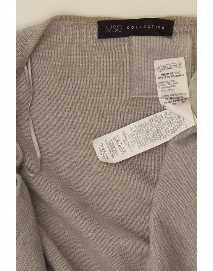 Maglione cardigan aperto lungo da donna Marks & Spencer UK 10 piccolo grigio