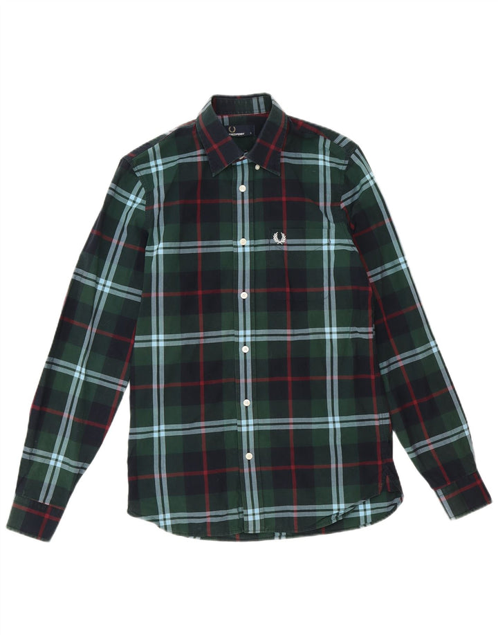 Camicia da uomo Fred Perry piccola in cotone scozzese verde