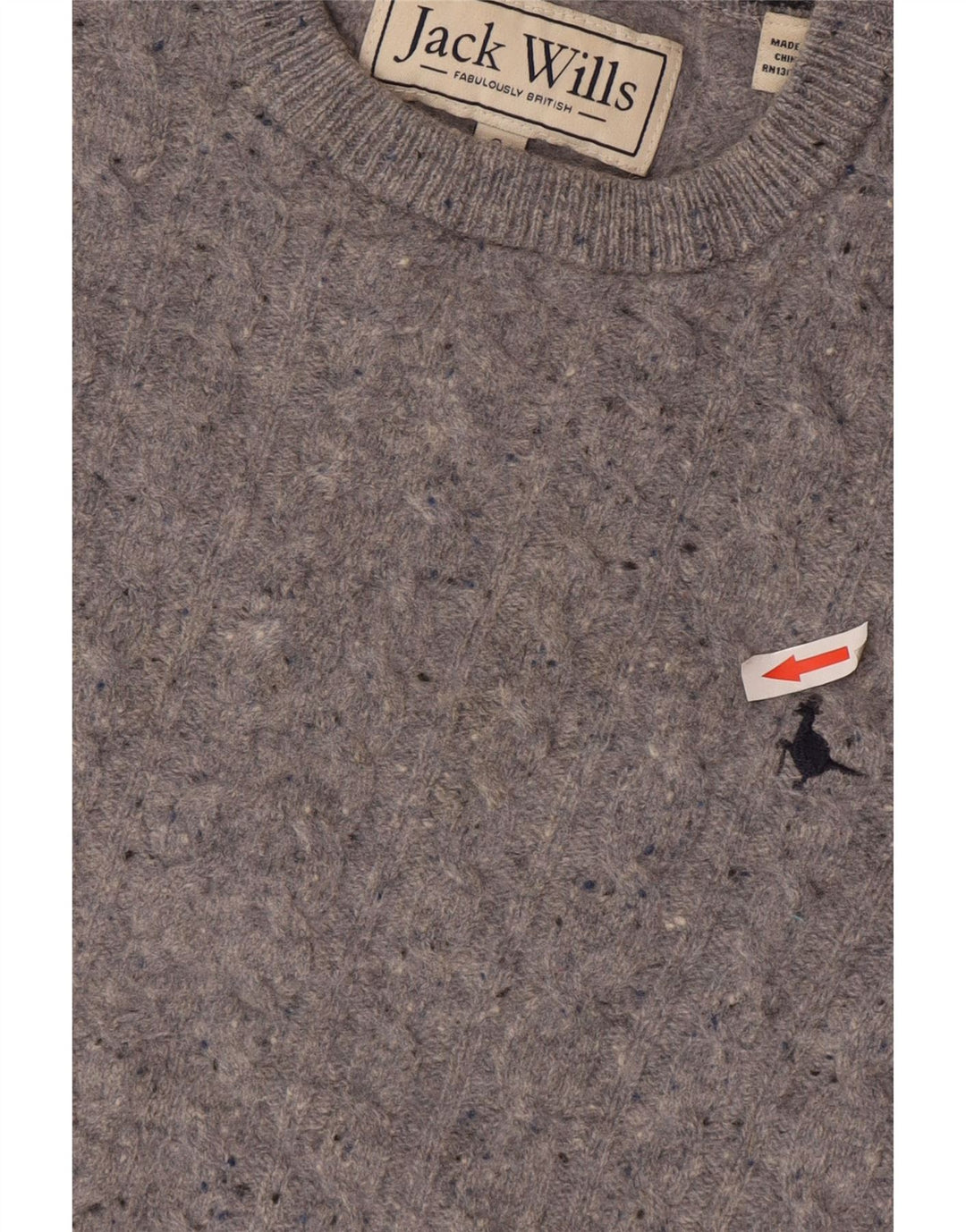 Maglione maglione girocollo da uomo Jack Wills piccolo in lana screziata grigia