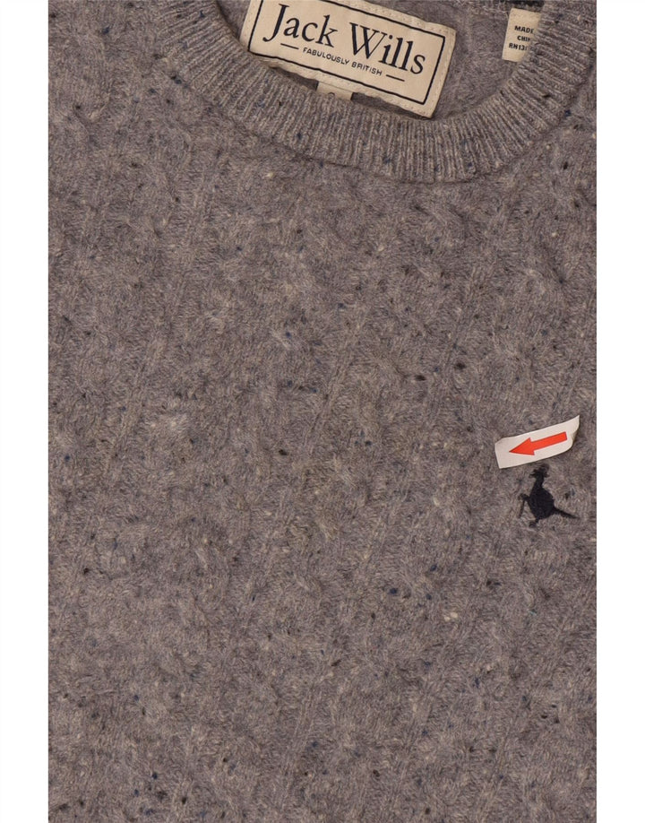 Maglione maglione girocollo da uomo Jack Wills piccolo in lana screziata grigia