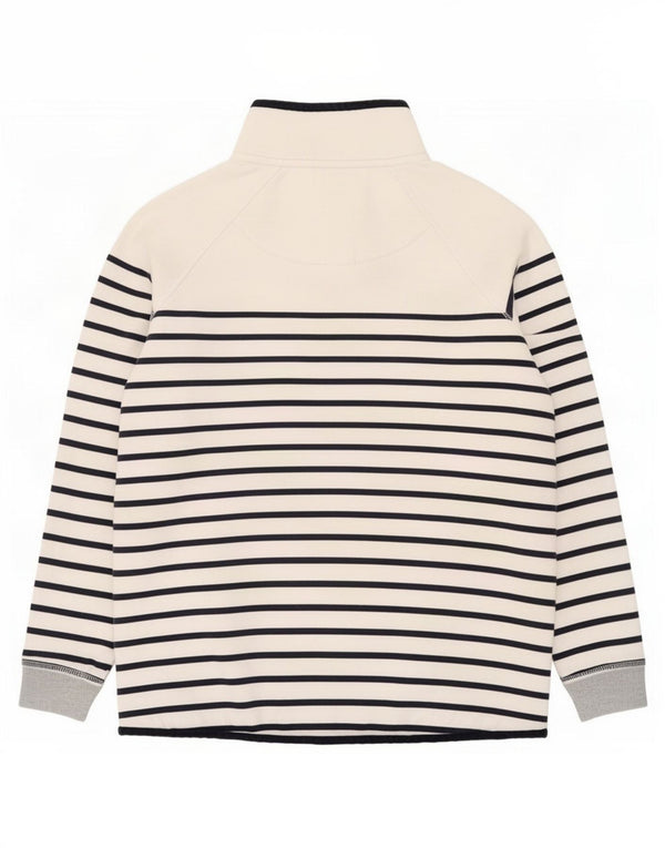 Crew Clothing Felpa da donna con collo con zip, maglione UK 14, grandi strisce bianche