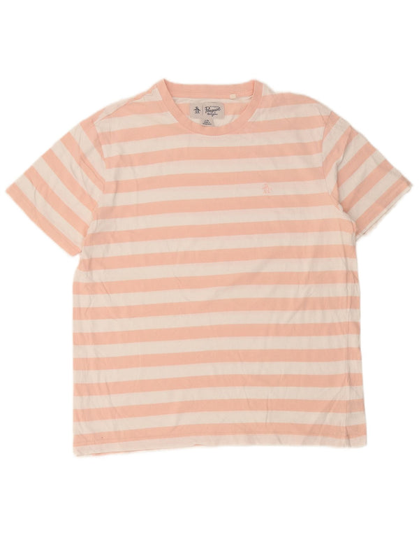 T-shirt da uomo Pinguino Top grande in cotone a righe rosa