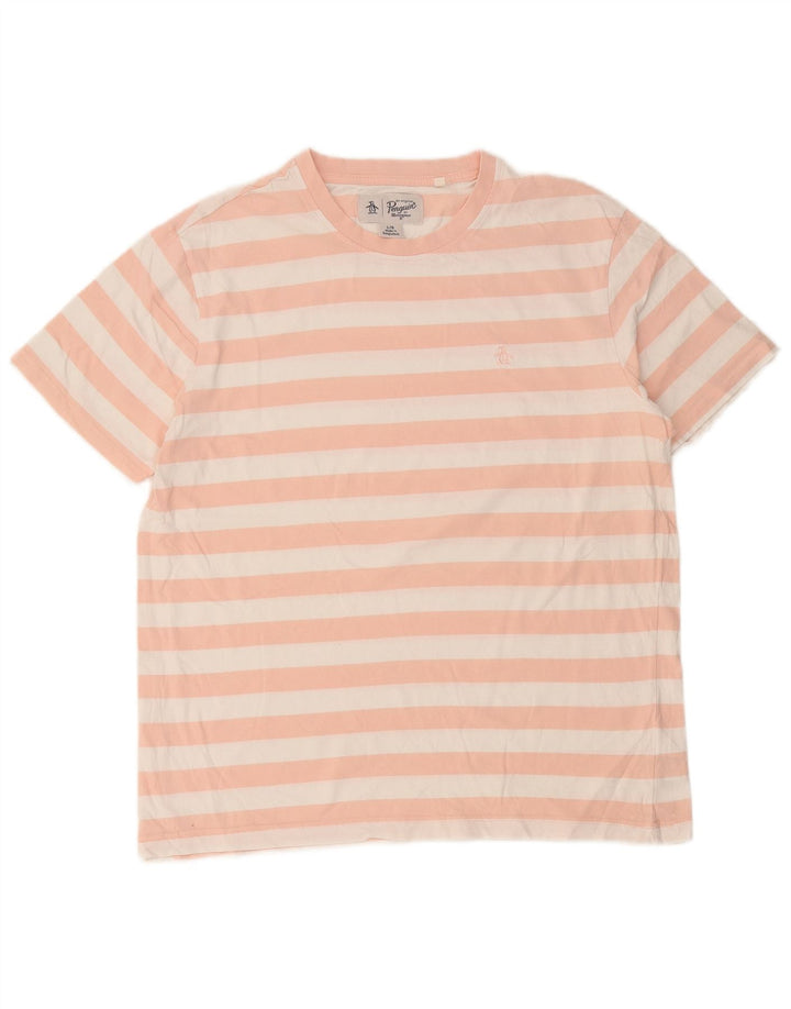 T-shirt da uomo Pinguino Top grande in cotone a righe rosa