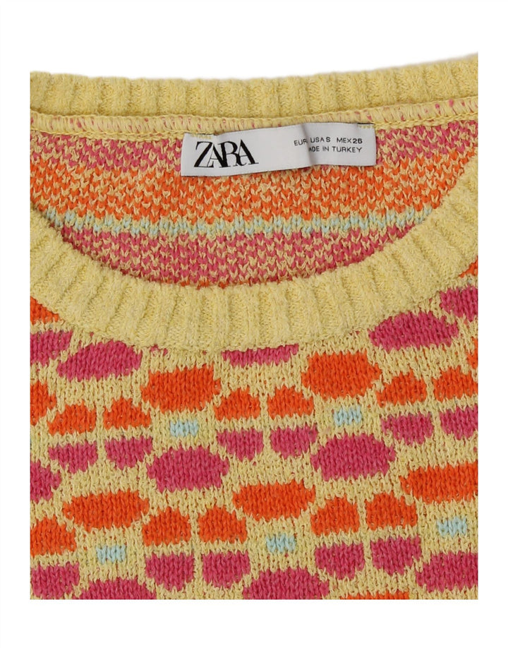 Canotta corta da donna Zara UK 10 piccola multicolore geometrica