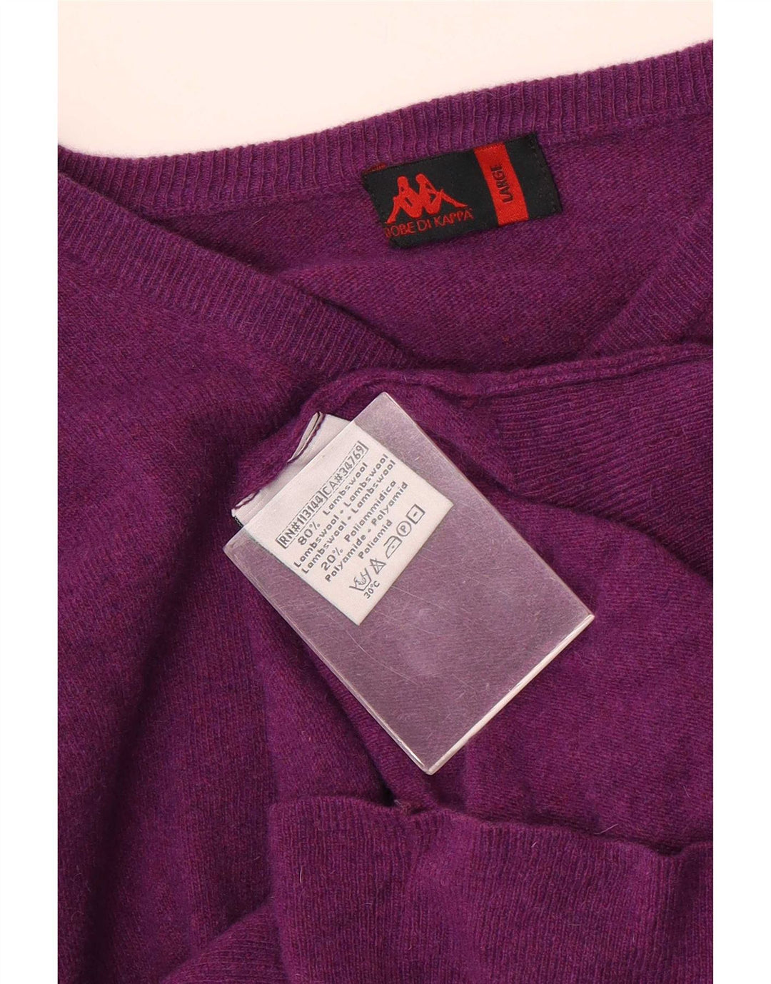 Maglione Kappa da donna con scollo a V UK 16 grande lana viola