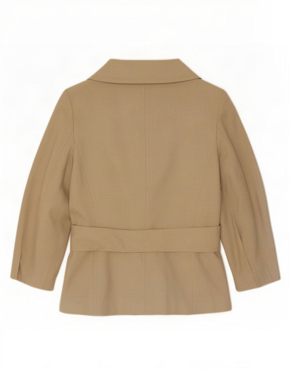 Giacca blazer a 1 bottone con maniche a 3/4 da donna Zara UK 14 Rayon beige medio