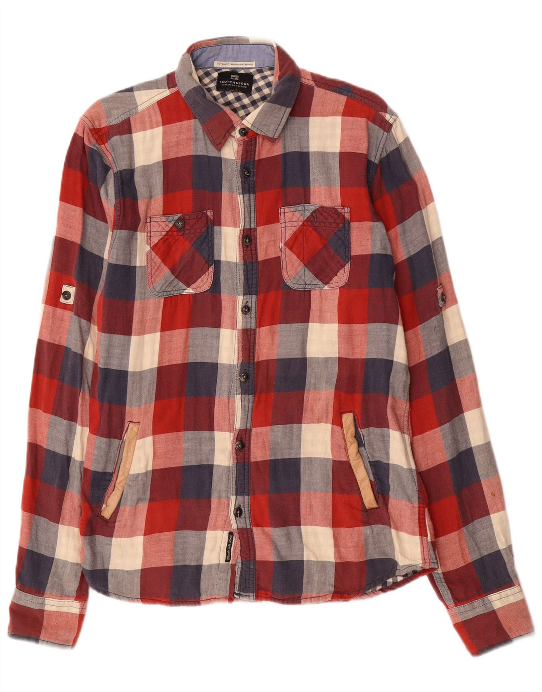 SCOTCH & SODA Camicia da uomo in flanella di cotone a quadri rosso medio