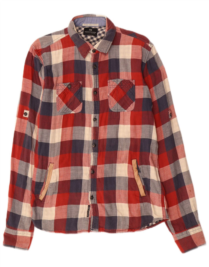 SCOTCH & SODA Camicia da uomo in flanella di cotone a quadri rosso medio