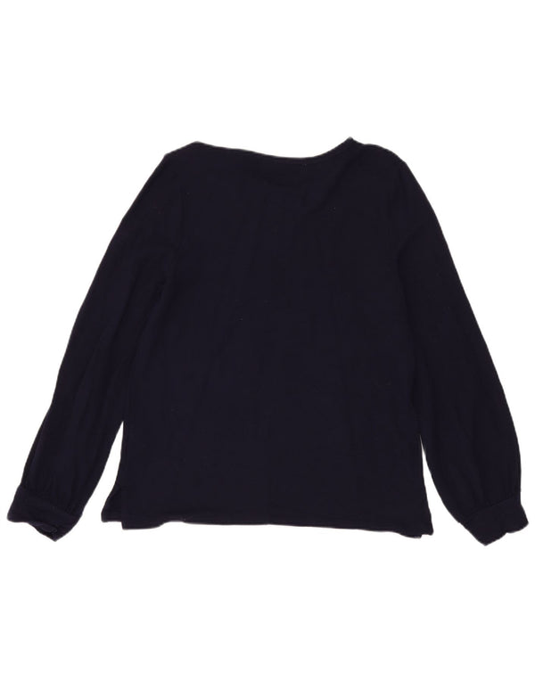 Top da donna a maniche lunghe Oasis UK 14 viscosa blu navy medio