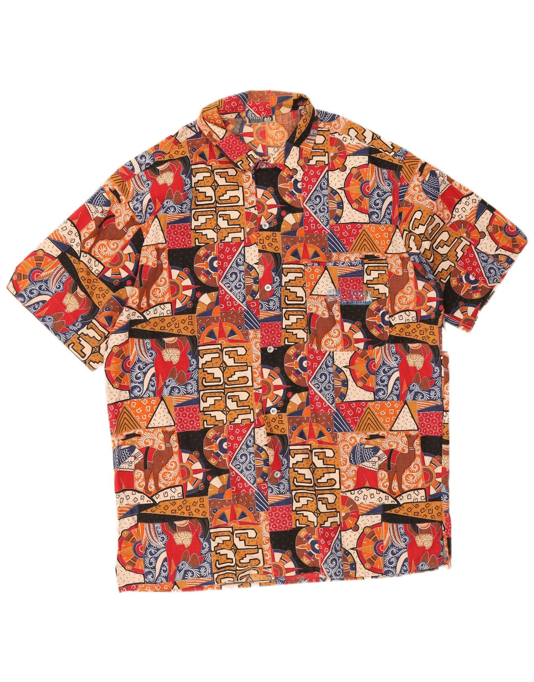 Camicia a maniche corte da uomo Ouragan con motivo astratto IT 50 medio multicolore