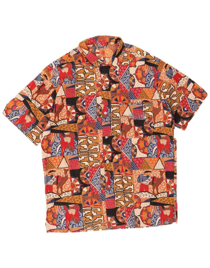 Camicia a maniche corte da uomo Ouragan con motivo astratto IT 50 medio multicolore
