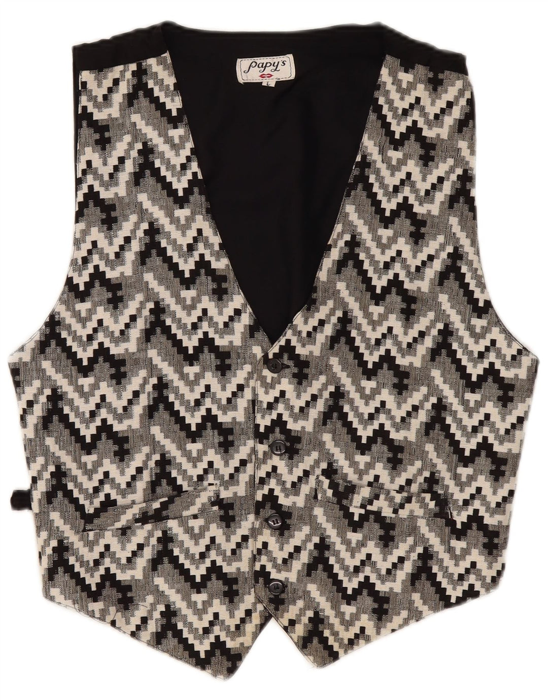 Gilet vintage da uomo grande nero geometrico