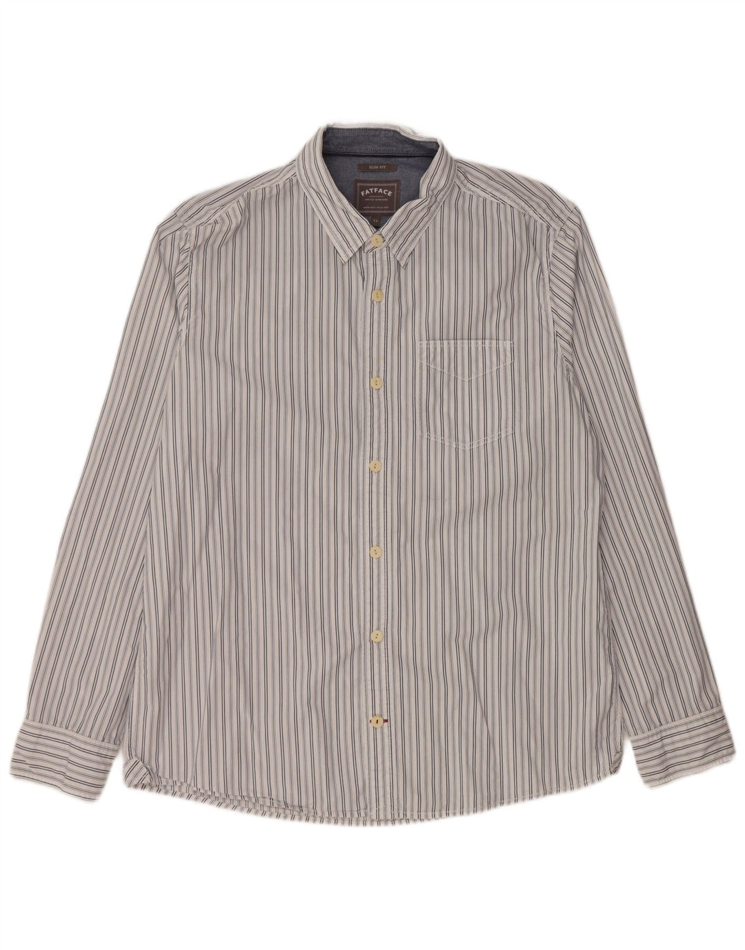 Camicia slim fit da uomo Fat Face XL in cotone a righe bianche