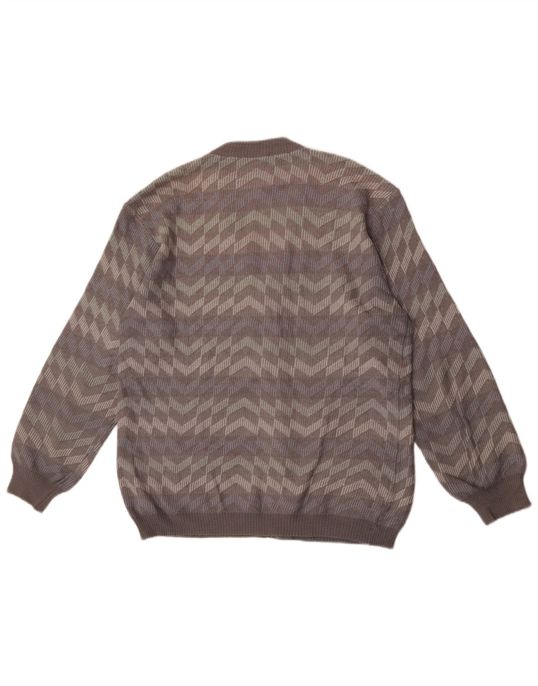 Maglione cardigan da uomo Bernardini in lana a righe grigio medio