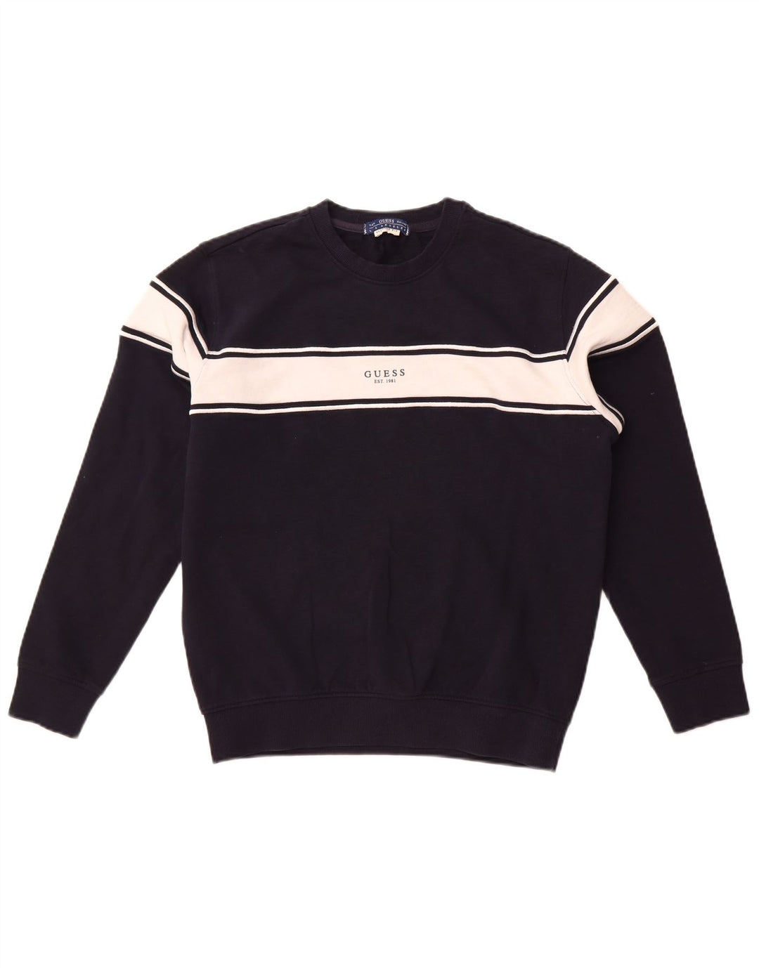 Guess Felpa grafica da uomo Maglione piccolo Blu navy in cotone color block