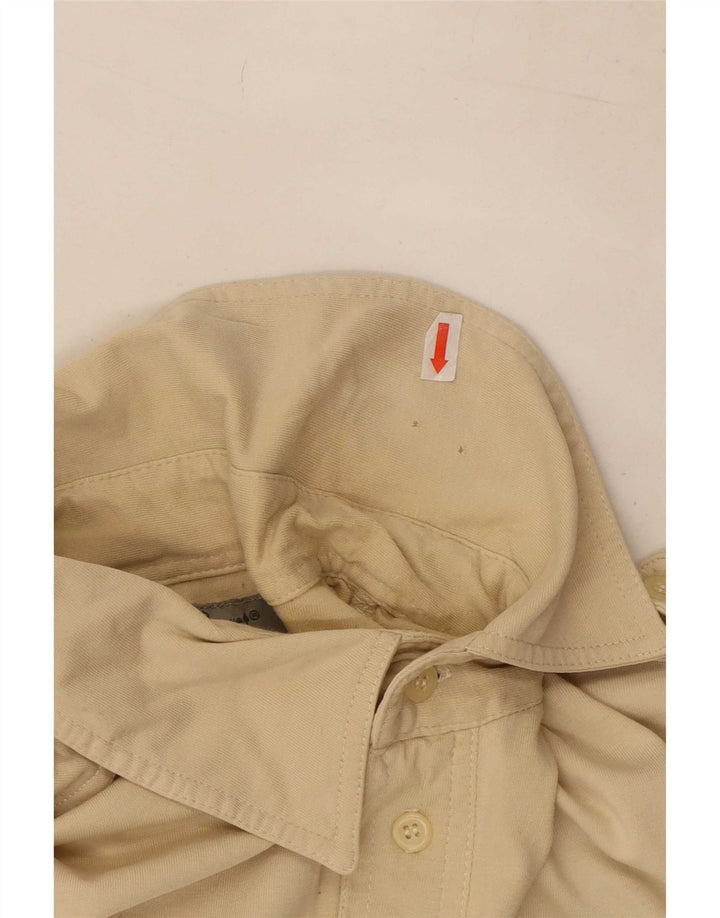 Camicia pullover militare a maniche corte vintage da uomo grande beige