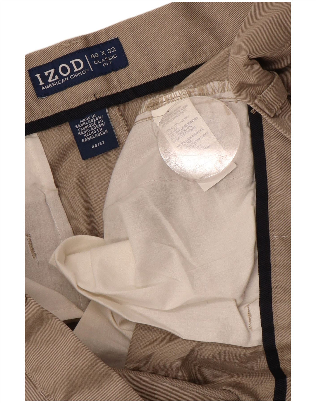 Pantaloni chino da uomo con vestibilità classica IZOD W40 L32 in cotone beige