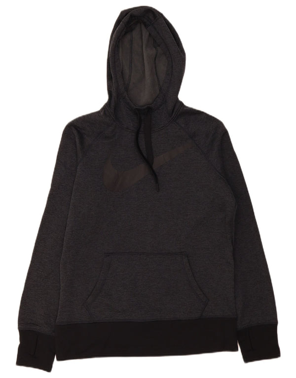 Felpa con cappuccio grafica Nike Therma-Fit da donna UK 14 Colorblock grigio medio