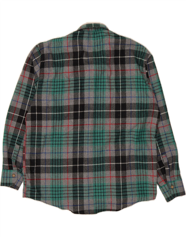 CROWN Mens Flannel Shirt 2XL Green Check Cotton Vintage Crown and Second-Hand Crown from Messina Hembry 