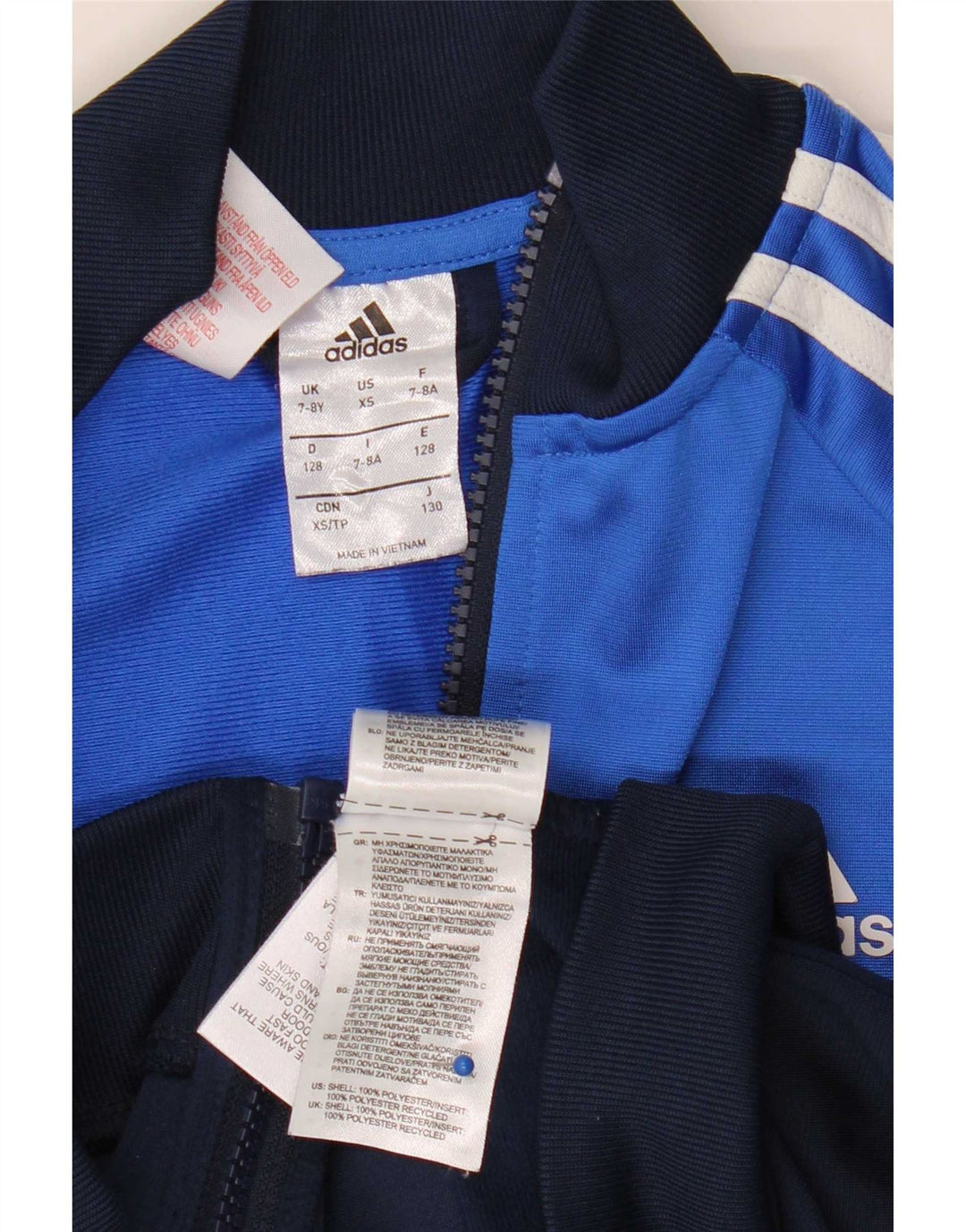 Giacca da tuta da ragazzo Adidas 7-8 anni in poliestere color block blu