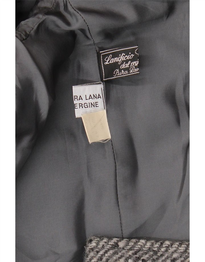 Cappotto doppiopetto vintage da donna IT 47 Large grigio a spina di pesce