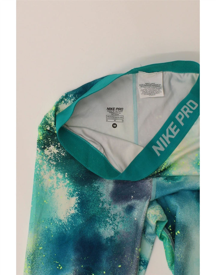 NIKE Womens Graphic Capri Leggings UK 14 Medium  Blue Tie Dye Polyester Vintage Nike and Second-Hand Nike from Messina Hembry 