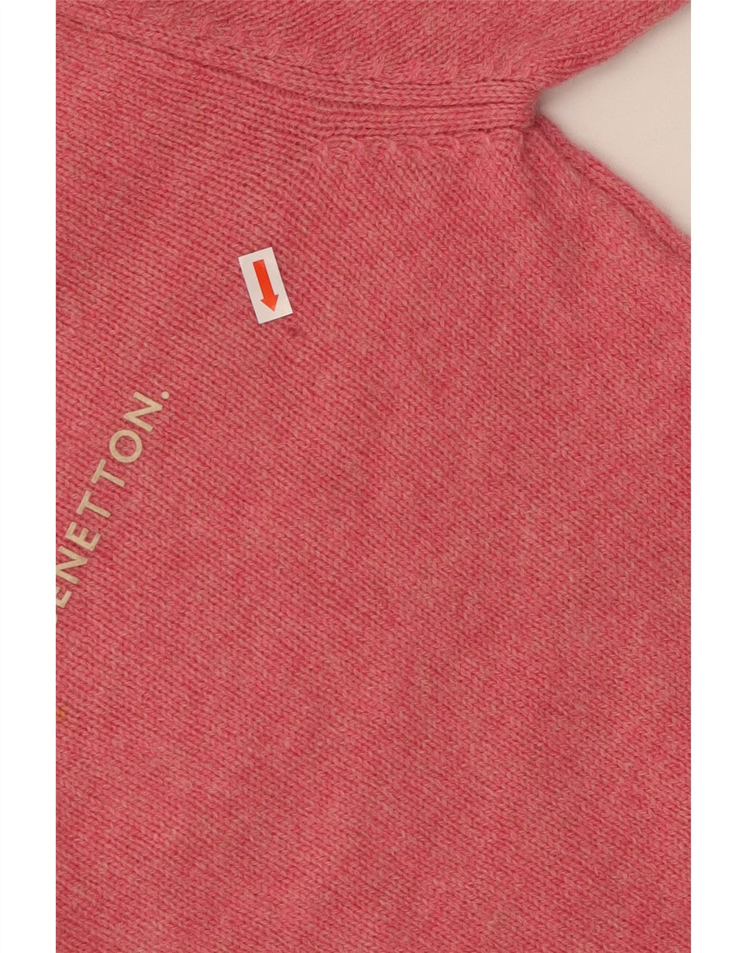 BENETTON Maglione da donna con scollo a barca con grafica corta UK 8 piccolo rosa