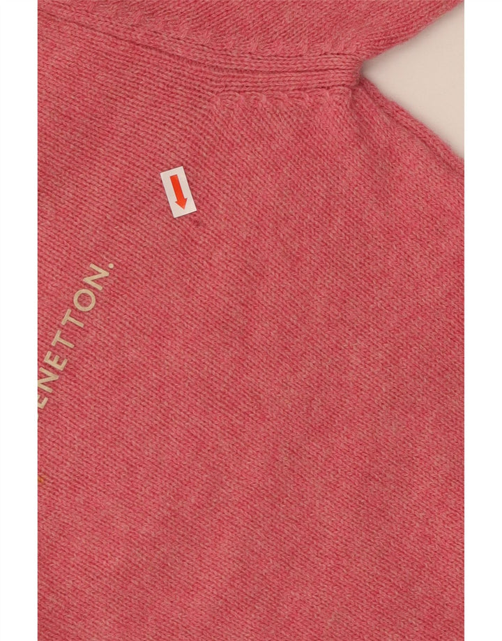 BENETTON Maglione da donna con scollo a barca con grafica corta UK 8 piccolo rosa