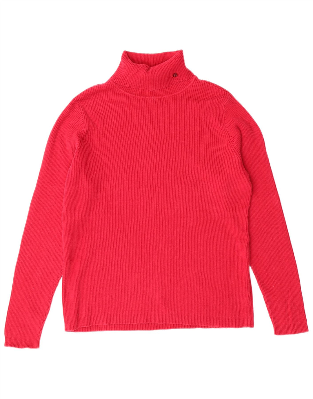 RALPH LAUREN Maglione maglione a collo alto da donna UK 16 Grande cotone rosa