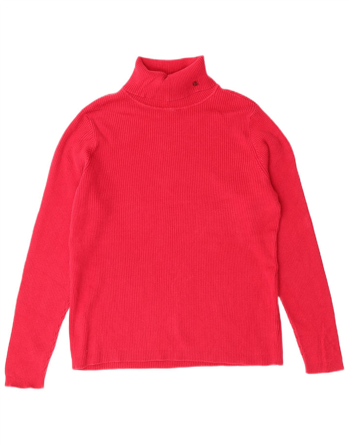 RALPH LAUREN Maglione maglione a collo alto da donna UK 16 Grande cotone rosa