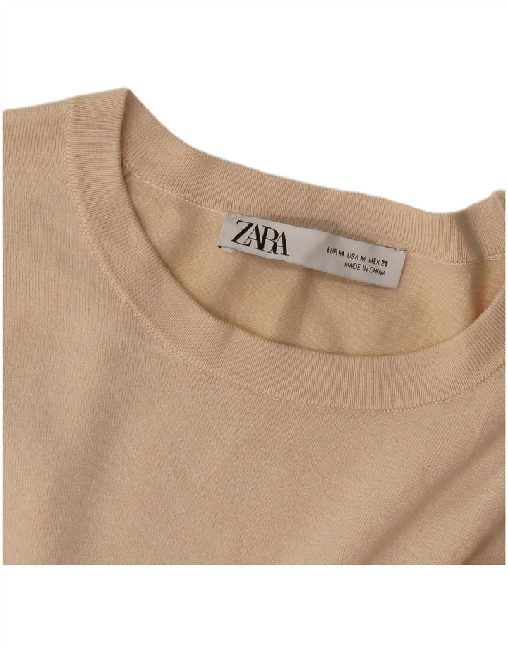 Maglione maglione con scollo a barca da donna Zara UK 12 Beige medio
