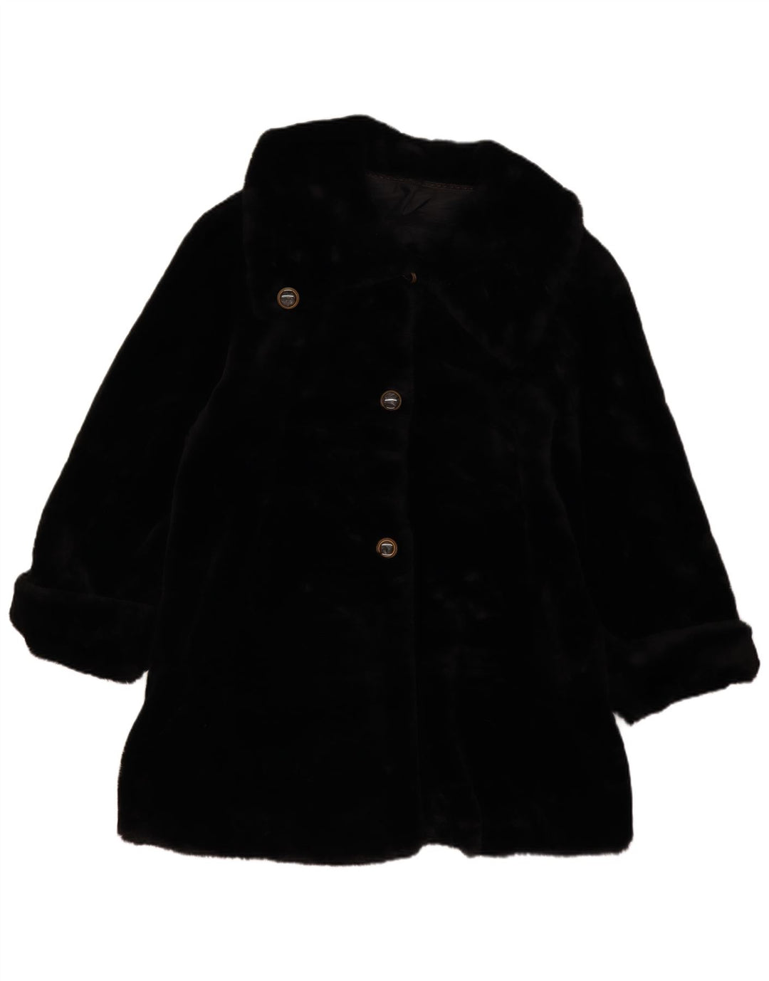 Cappotto vintage oversize in pelliccia sintetica da donna UK 14 medio nero