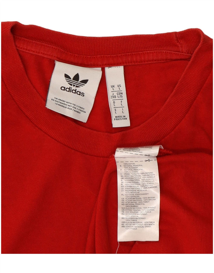 ADIDAS Mens Graphic T-Shirt Top Large Red Cotton