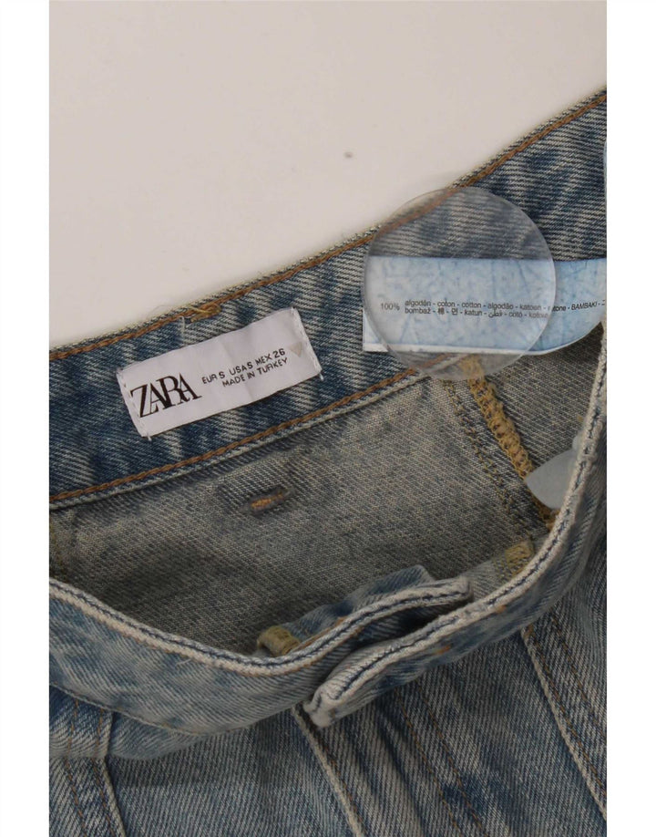 Minigonna di jeans Zara da donna piccola W26 in cotone blu