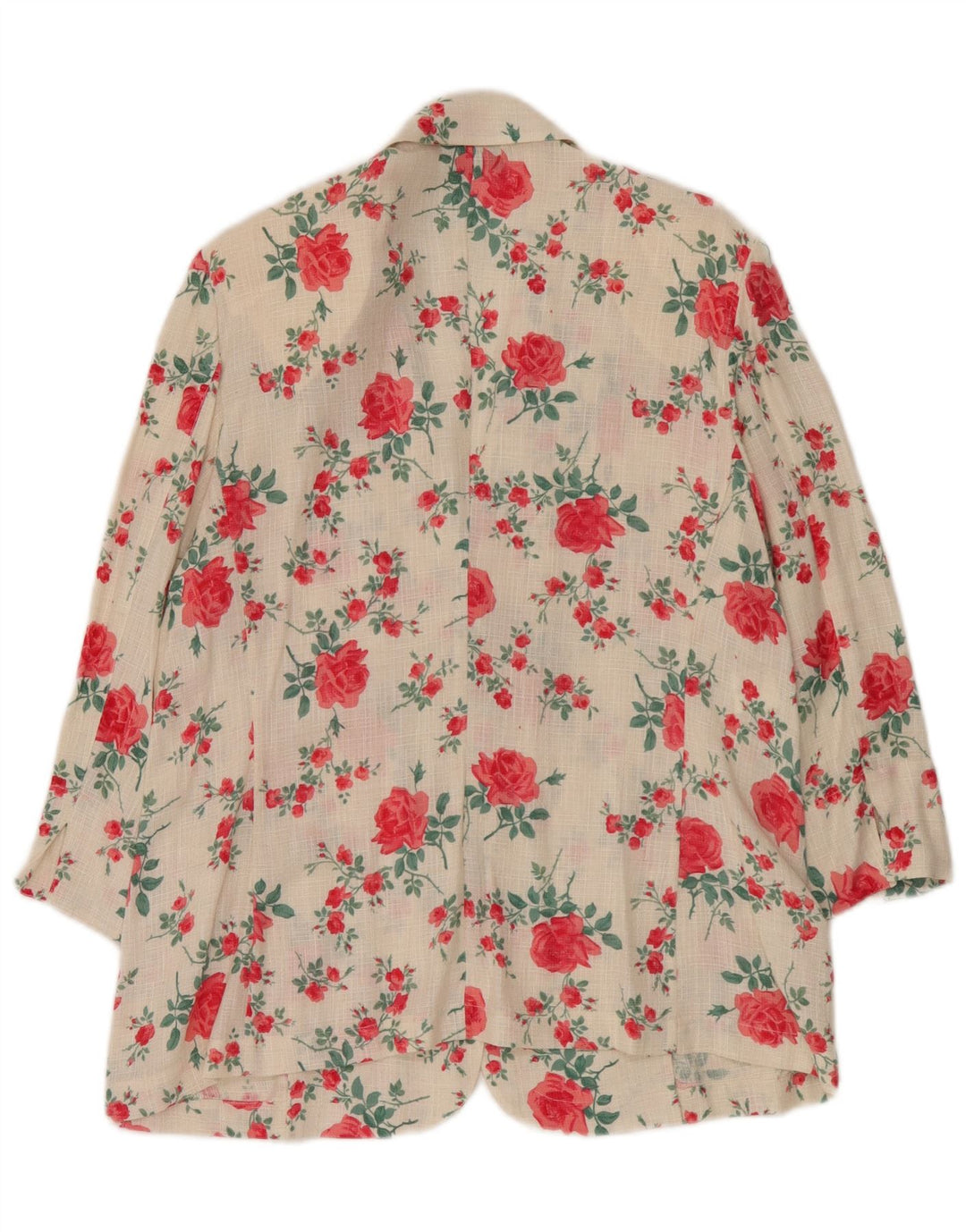 Giacca blazer vintage da donna a 3 bottoni IT 50 XL Lino floreale bianco