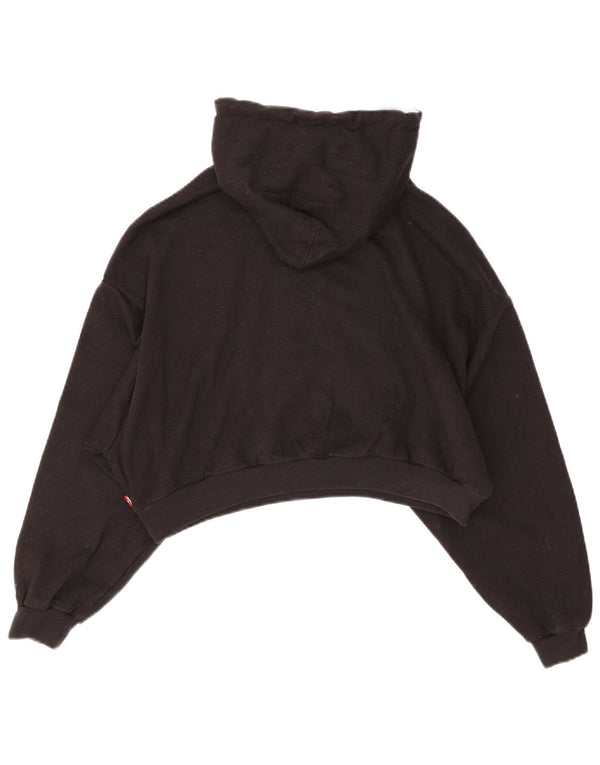 Levi's Womens Graphic Crop Felpa con cappuccio maglione UK 16 grande cotone nero