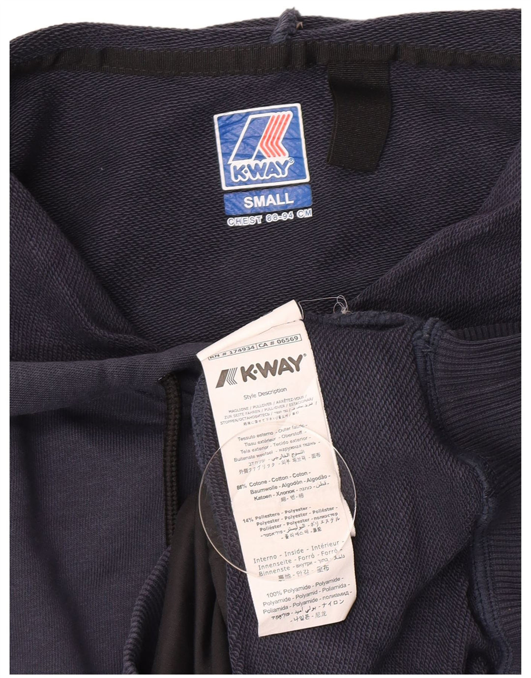 Maglione con cappuccio da uomo K-Way piccolo in cotone blu navy