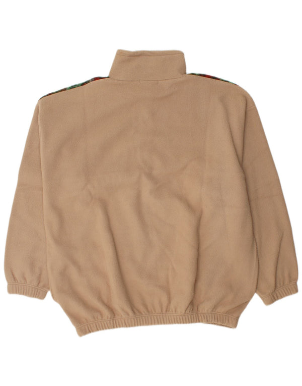 Maglione in pile con collo con zip grafico vintage da uomo XL Poliestere floreale beige