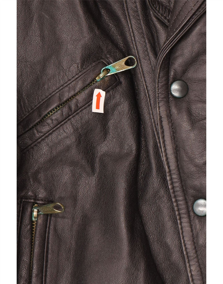 Giacca in pelle vintage da uomo UK 40 grande in pelle marrone