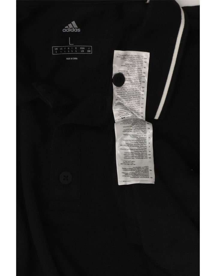 Polo Adidas da uomo grande in cotone nero