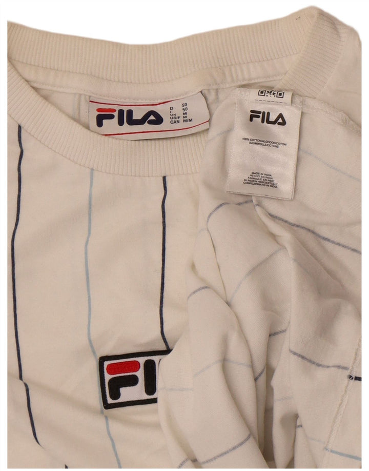 T-shirt da uomo Fila Top in cotone a righe bianche medie
