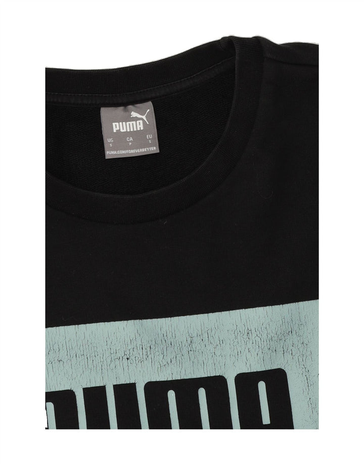 PUMA Mens Graphic Sweatshirt Jumper Small Black Vintage Puma and Second-Hand Puma from Messina Hembry 