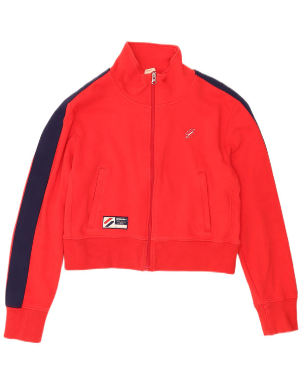 Giacca da ginnastica corta da donna Superdry UK 14 Large Red Colourblock