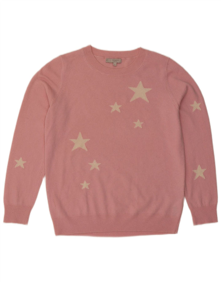 Maglione da donna con scollo a barca con motivo astratto Hobbs UK 14 Rosa medio