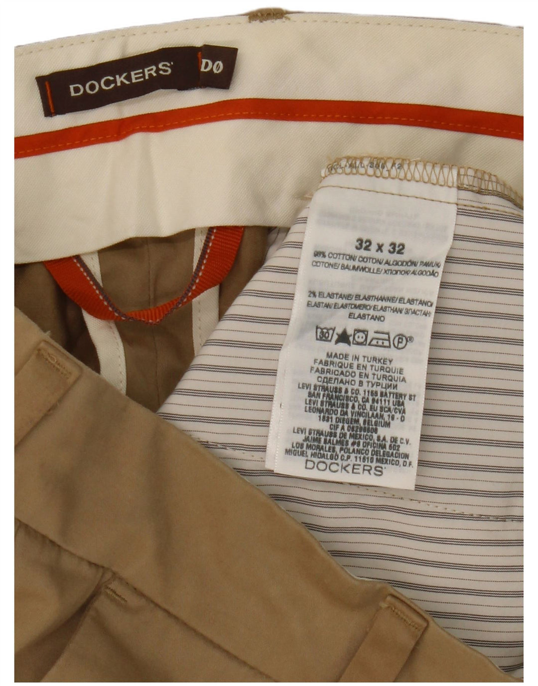 Pantaloni chino slim da uomo Dockers W32 L30 in cotone beige